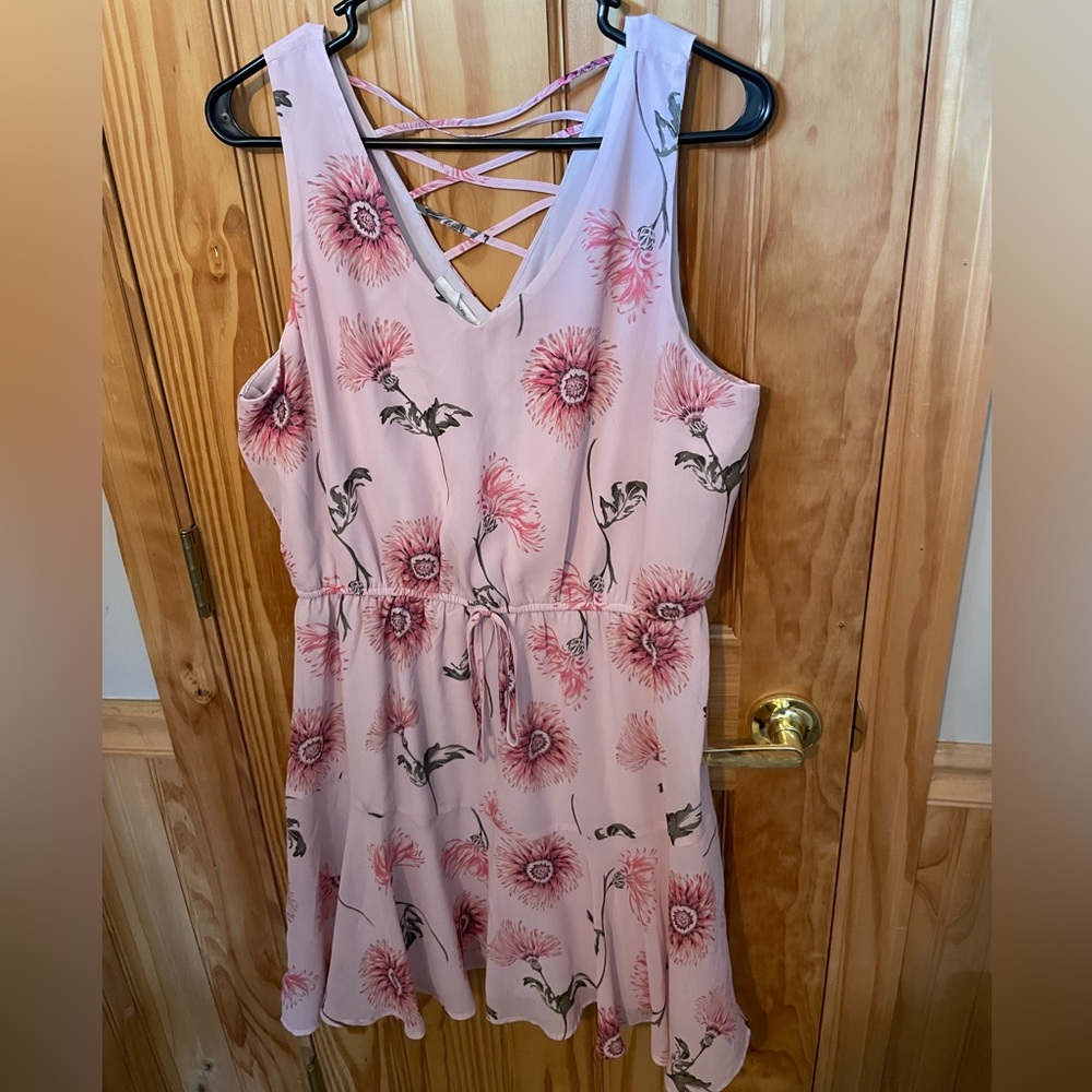 Maurice’s, Sleeveless Pink Floral Dress, Size Large